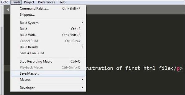 Tools -> Save Macro