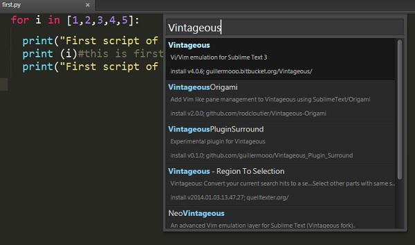 Vintageous Mode Downloaded Using Package Control