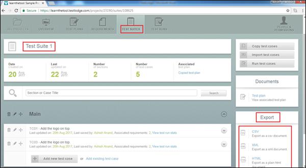Export Test Suite