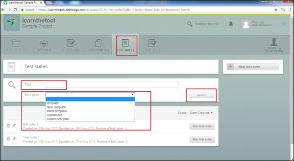 Search Test Suites