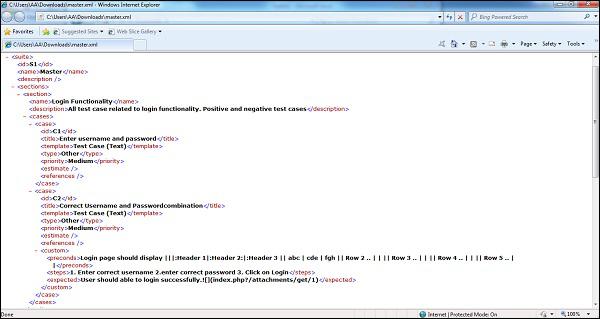 Snapshot Of XML File
