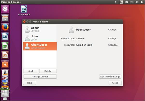 Click Users and Groups Option