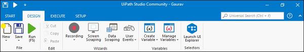 Design Tab of Ribbon