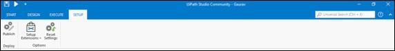 Setup Tab of Ribbon