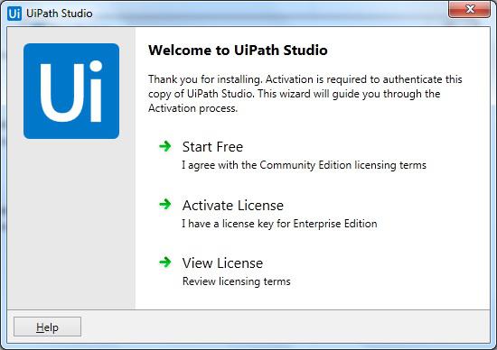 Starting UiPath Studio