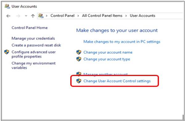 User Account Control Settings