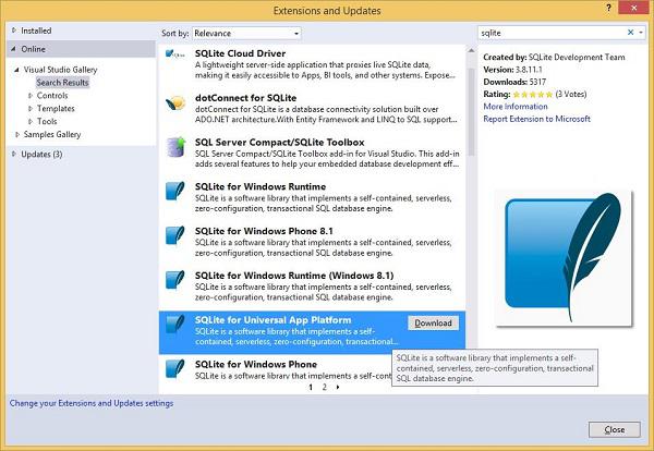 UWP SQLite Extensions and Updates