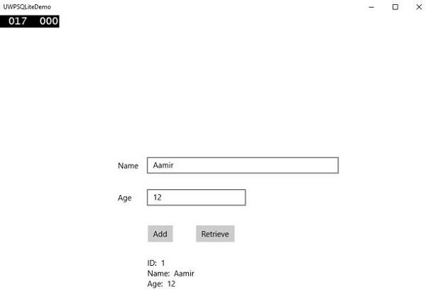 UWP SQLite Retrieve