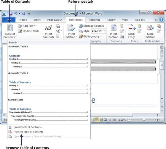 Remove Table of Contents