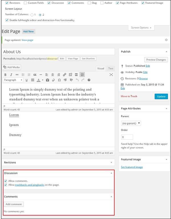 WordPress Add Comments