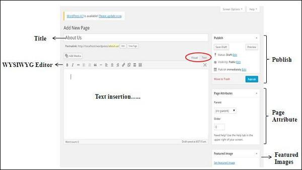 WordPress Add Pages
