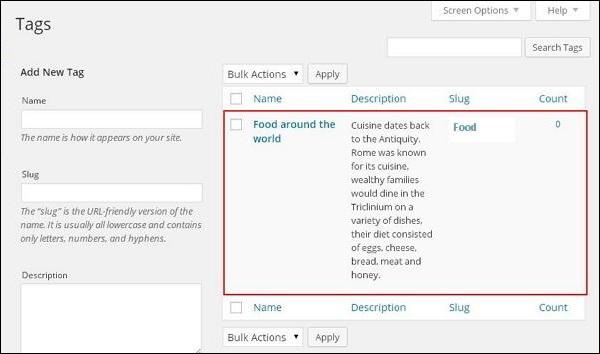 WordPress Add Tags