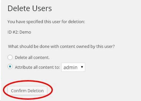 WordPress delete User