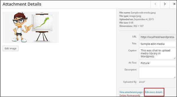 WordPress edit media