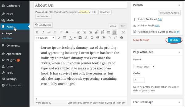 Wordpress Edit Pages