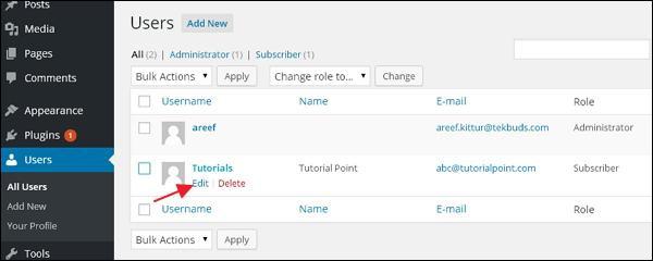 WordPress Edit Users