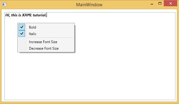 ContextMenu Output