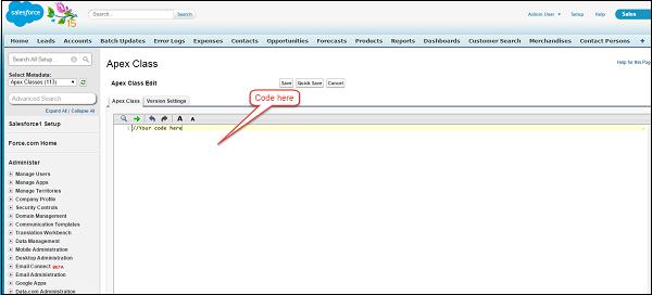 Creating Apex Class from Detail Page Step2
