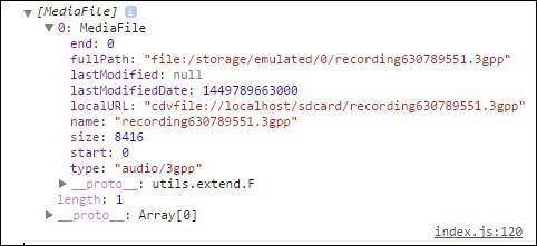 Cordova Capture Audio Log