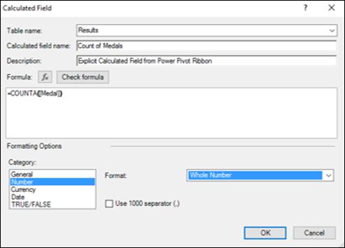 Calculated Field dialog box Appear