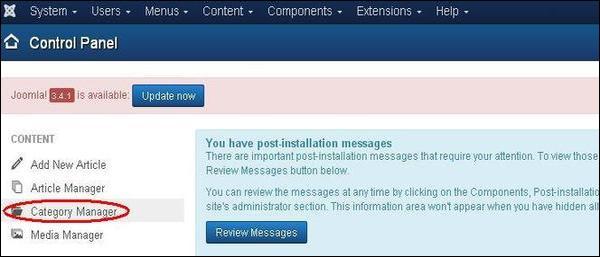 joomla Category Management