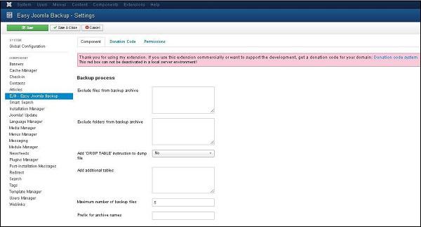 Joomla Website Backup