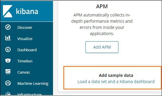 Kibana home page
