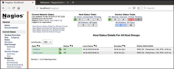 Nagios web interface