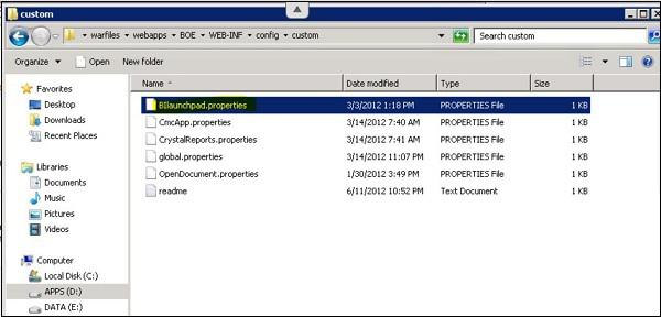 BI Launchpad Setting
