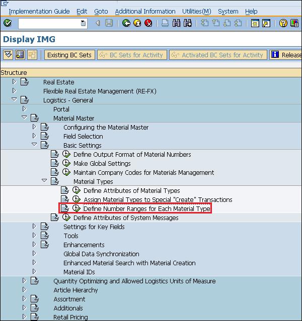 SAP define number range