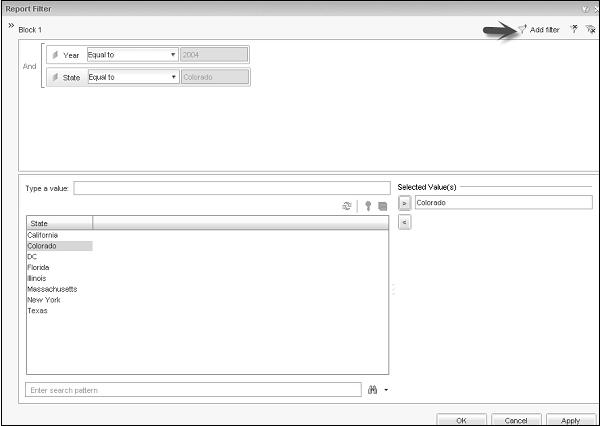 Report Filter Dialog Box