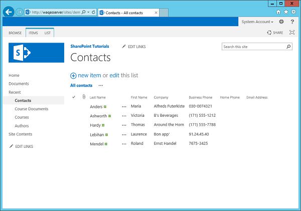 Contact Tab