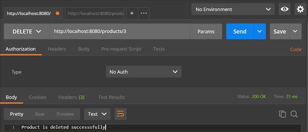 POSTMAN Application Delete API URL